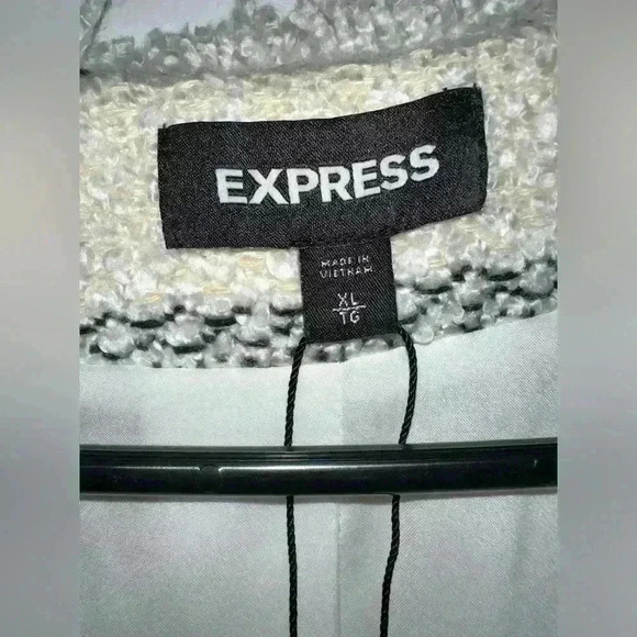 Express Open Front Blazer Womens Size XL Cream W Black - Picture 3 of 5